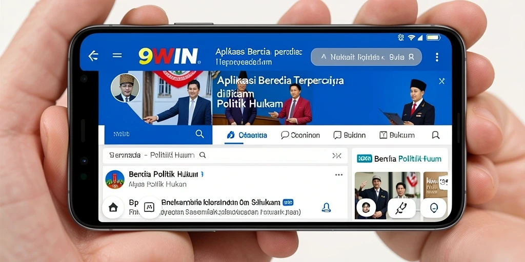 Antarmuka aplikasi 9WIN menampilkan berita politik dan hukum terbaru.