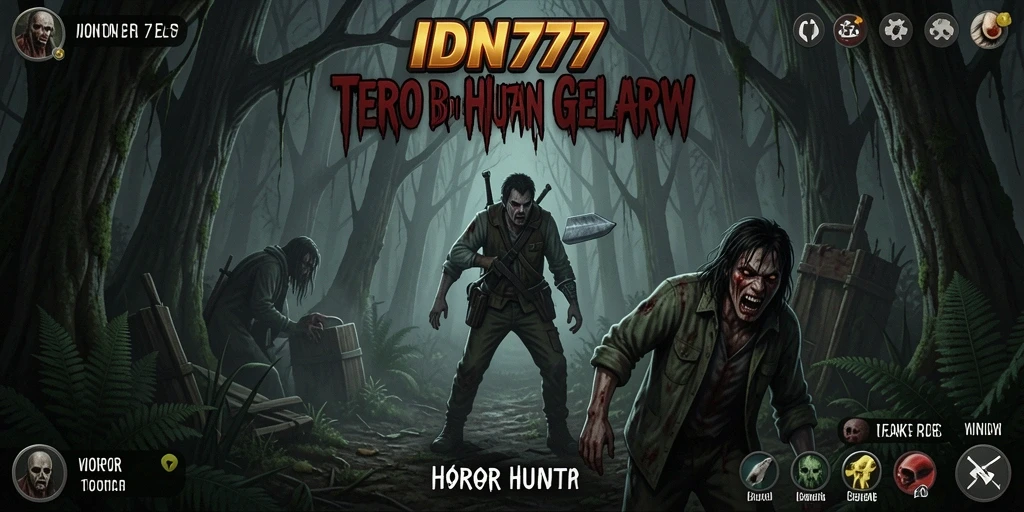 Tampilan antarmuka IDN777 yang menegangkan di hutan gelap.