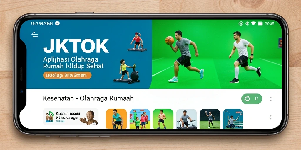 Antarmuka aplikasi JKTOK yang menampilkan berbagai latihan Olahraga Rumah.