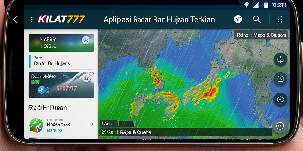 Antarmuka aplikasi KILAT777 yang menampilkan radar hujan secara jelas.