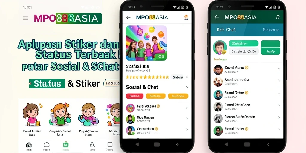 Antarmuka MPO88ASIA menampilkan stiker dan status yang menarik.
