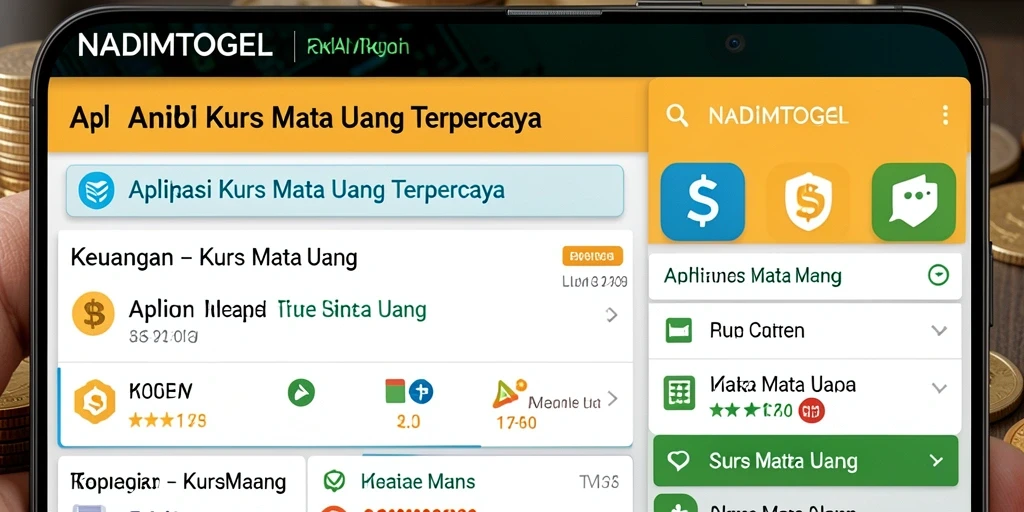 Antarmuka aplikasi NADIMTOGEL menampilkan kurs mata uang secara real-time.
