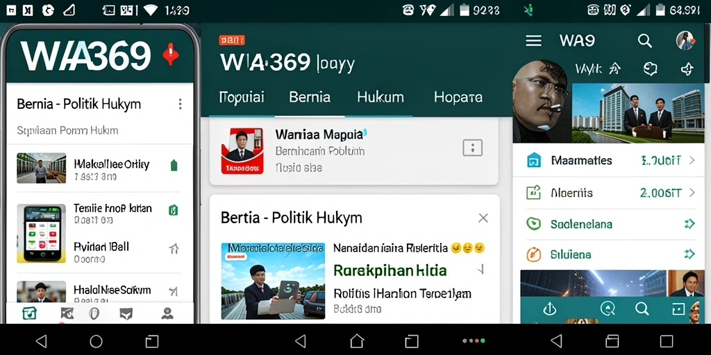 Tampilan utama WA369 menampilkan berita politik dan hukum terkini dengan fitur navigasi yang intuitif.